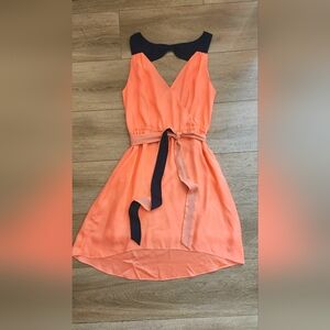 American Eagle Outfitters Coral Wrap Dress with Black Tie